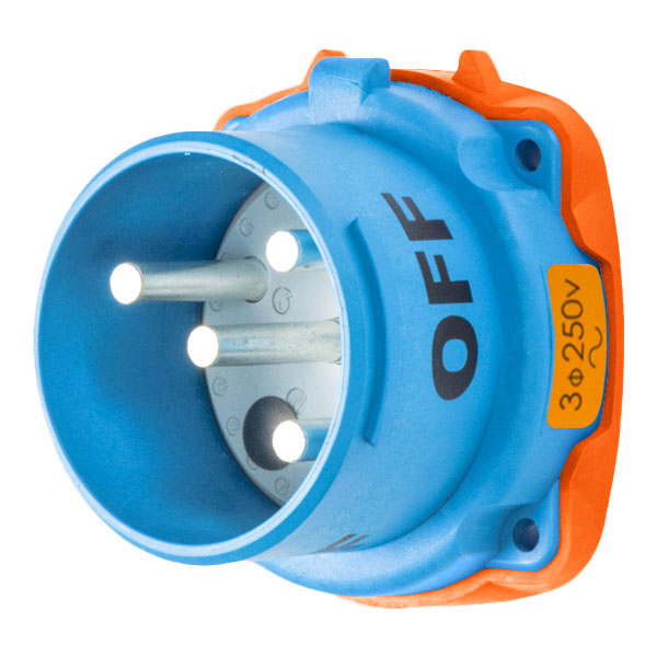 33-68073-A155-4X - DS60 INLET POLY BLUE SIZE 4 TYPE 4X 3P+G 60A 250 VAC 60 Hz NO AUX WITH NO LOCKOUT HOLE TYPE 4X WATERTIGHTNESS